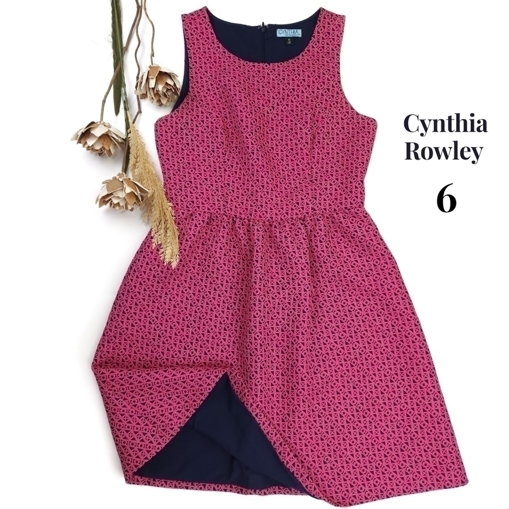 Cynthia Rowley Pink Navy Dress Sz 6